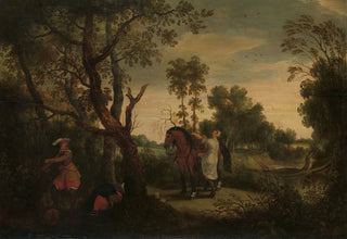 Sebastian Vrancx - A Woman Mounts her Robbers Horse Known as De Gestrafte Rover.webp