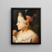 Portrait of a young girl holding a mask - Sebastiano Ceccarini — framed artwork on a wall