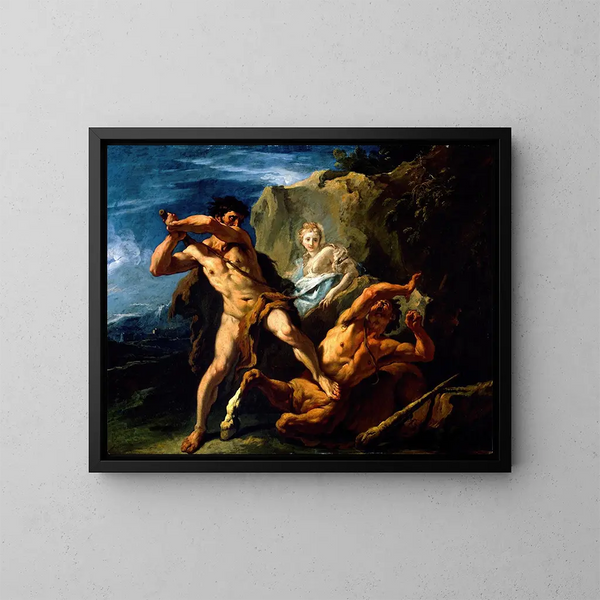 Hércules matando al centauro Neso - Sebastiano Ricci — cuadro enmarcado en la pared