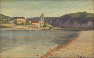 Serafin Maurer - Ansicht von Drnstein vom gegenberliegenden Donauufer.webp
