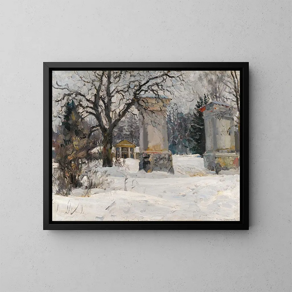 Entrada de un dominio en invierno - Sergei Arsenevich Vinogradov — cuadro enmarcado en la pared