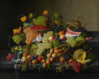 Frutas abundantes - Severin Roesen — vista de la obra