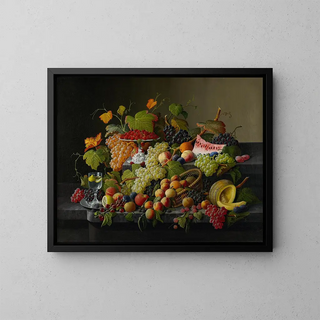 Frutas abundantes - Severin Roesen — cuadro enmarcado en la pared