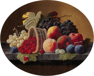Severin Roesen - Still Life with Peaches Grapes and Basket of Strawberries.webp