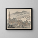 The Hall of a Thousand Buddhas and the Pagoda of the Cloudy Cliff Monastery - Shen Zhou — framed artwork on a wall
