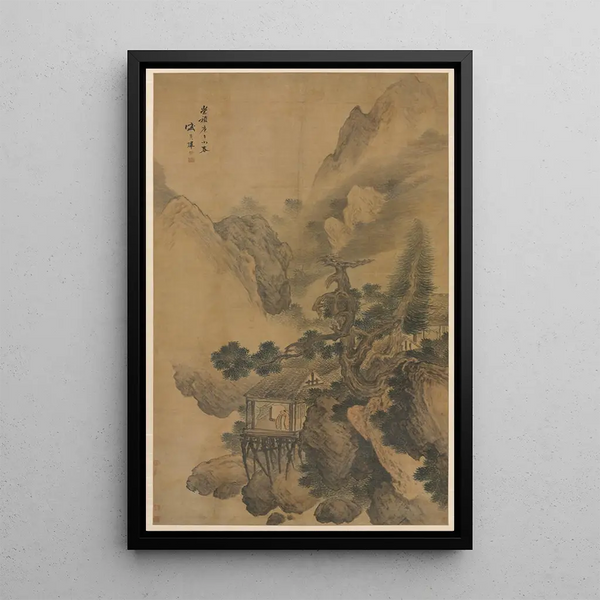 Retiro Solitario sobrevolando un Valle Nebuloso - Sheng Maoye — cuadro enmarcado en la pared