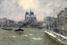 El cabecero de Notre-Dame visto desde el puente de la Tournelle efecto de nieve - Siebe Johannes ten Cate — vista de la obra