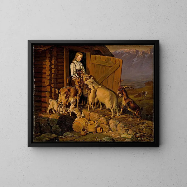 Los animales reciben sal - Siegwald Dahl — cuadro enmarcado en la pared