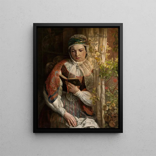Sigmond Sokolowski - Woman in folk costume reading a book.webp