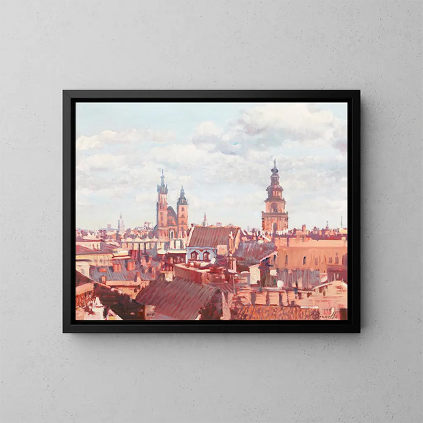 Tejados de Cracovia - Silvio Brunetto — cuadro enmarcado en la pared