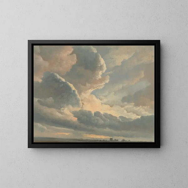 Estudio de nubes con una puesta de sol cerca de Roma - Simon Denis — cuadro enmarcado en la pared