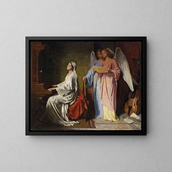Saint Cecilia playing the organ - Simon Glücklich — framed artwork on a wall