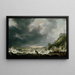 Ship in Distress Off a Rocky Coast - Simon de Vlieger — framed artwork on a wall