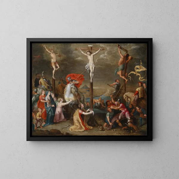 Crucifixión - Simon de Vos — cuadro enmarcado en la pared