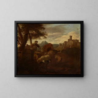 Simon van der Does - Hirten und Herde in sdlicher Landschaft.webp