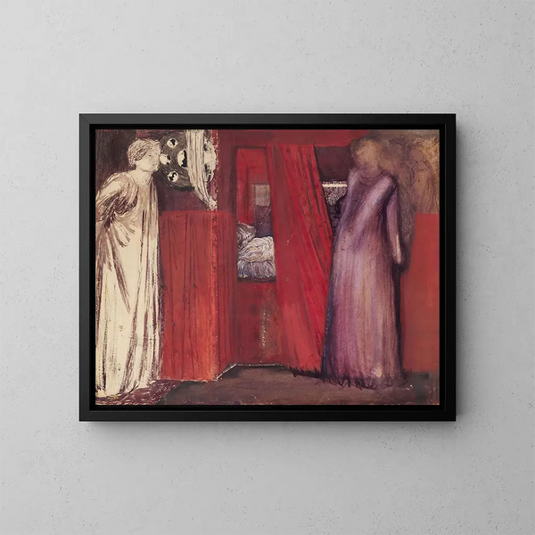 La bella Rosamund y la reina Éléonore - Sir Edward Coley Burne-Jones — cuadro enmarcado en la pared