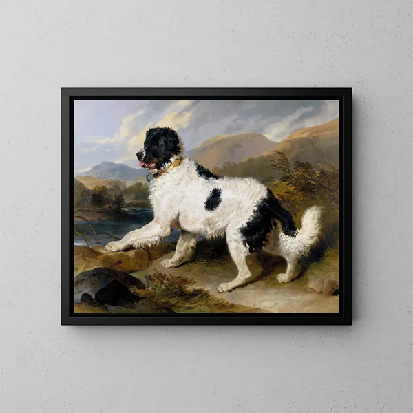 León, un perro Terre-Neuve - Sir Edwin Henry Landseer — cuadro enmarcado en la pared