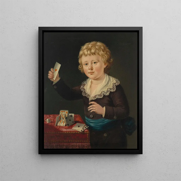 Sir George Chalmers - Portrait of a young boy playing with a house of cards.webp