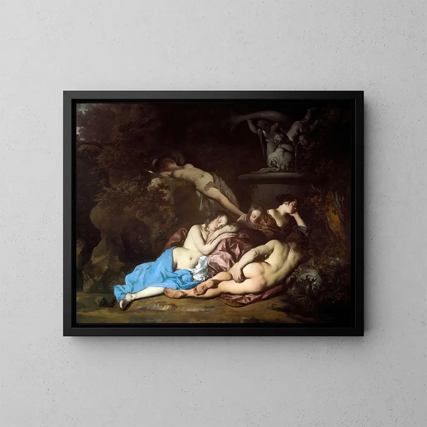 Nymph near a Fountain - Sir Peter Lely — framed artwork on a wall