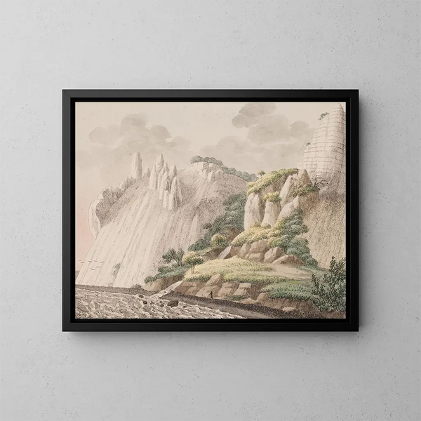 The chalk mountain part of Mns called Sommerspiret seen from the beach - Søren L. Lange — framed artwork on a wall