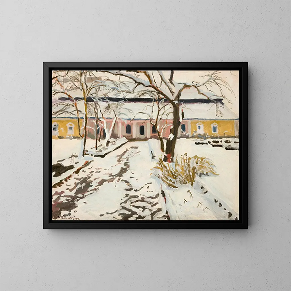 Manoir en Modlnica en invierno - Stanisław Kamocki — cuadro enmarcado en la pared