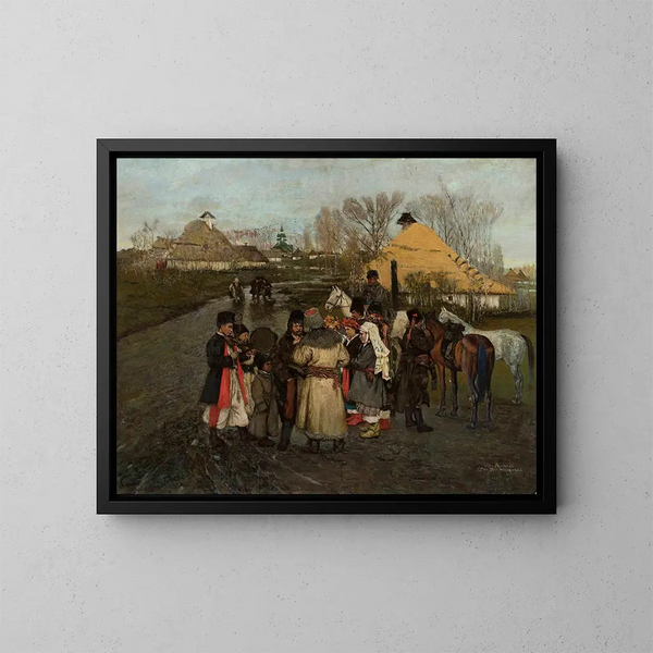 Discutir en una carretera rural - Stanisław Masłowski — cuadro enmarcado en la pared