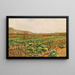 a painting "A field of vegetables with a hare and a hunter in the background" by Stefan Simony — framed artwork on a wall