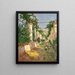 A young girl feeding turkeys under a sunlit pergola in Capri - Stefan Simony — framed artwork on a wall