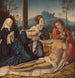 La Lamentación de Cristo a los pies de la cruz con un donante - Taller de Bernard van Orley — vista de la obra
