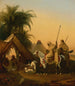 Caballos y jefes árabes escuchando a un músico - Taller de Émile Jean-Horace Vernet — vista de la obra