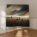 Abstract Painting – Suspended Sparkle | Surreal Wall Poster with Flower Field and Textured Sky