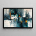 Abstract Painting – Urban Fragments | Modern Wall Poster with Cool Colors and Orange Touches