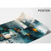 Abstract Painting – Urban Fragments | Modern Wall Poster with Cool Colors and Orange Touches