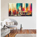 Abstract Painting – Chromatic Urban Fusion | Colorful Wall Poster with Vertical Shapes and Stylized Architecture
