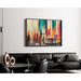 Abstract Painting – Chromatic Urban Fusion | Colorful Wall Poster with Vertical Shapes and Stylized Architecture