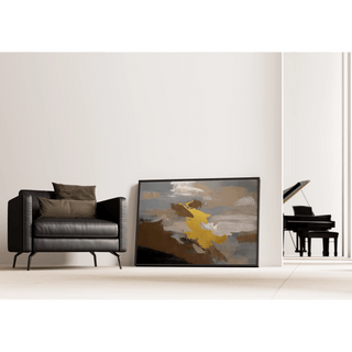 Tableau Abstrait – Nuée Dorée | Affiche Murale avec Détail Or et Tons Neutres | Déco Élégante et Raffinée pour Salon, Entrée ou Bureau Chic