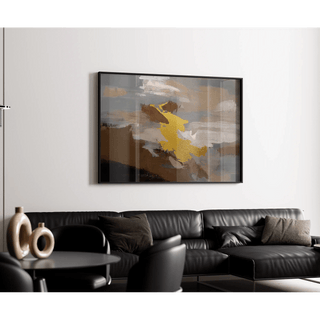 Tableau Abstrait – Nuée Dorée | Affiche Murale avec Détail Or et Tons Neutres | Déco Élégante et Raffinée pour Salon, Entrée ou Bureau Chic