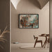 Abstract Painting – Urban Reminiscence | Vintage and Contemporary Wall Poster in Rust and Turquoise Tones