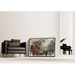 Abstract Painting – Urban Reminiscence | Vintage and Contemporary Wall Poster in Rust and Turquoise Tones