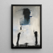 Abstract Painting – Suspended Silhouette | Mysterious Wall Poster in Black and Blue on Light Background