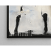 Abstract Painting – Suspended Silhouette | Mysterious Wall Poster in Black and Blue on Light Background