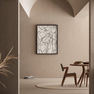 Tableau Noir et Blanc – Enchevêtrement Sauvage | Affiche Abstraite Lignes Entrelacées | Poster Minimaliste Moderne pour Salon ou Bureau
