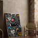 Pop Art Painting – Stylized Cats | Colorful Urban Poster in Keith Haring Style