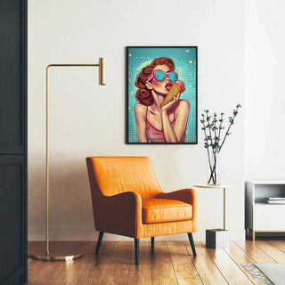 Tableau Pop Art – Douceur d’Été | Affiche Vintage Colorée Femme à la Glace | Poster Rétro Inspiré de Lichtenstein pour Déco Moderne