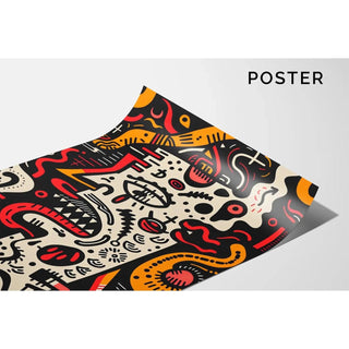 Tableau Pop Art – Visage Déstructuré | Affiche Abstraite Colorée Style Graphique Brut | Poster Émotionnel et Urbain pour Déco Contemporaine