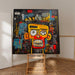 Street Art Painting – Yellow Mask | Stylized Head Poster with Bright Colors