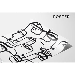 Tableau décoratif noir et blanc – Regards Entrelacés | Poster Minimaliste Visages en Ligne Continue | Affiche Abstraite Moderne pour Salon ou Chambre
