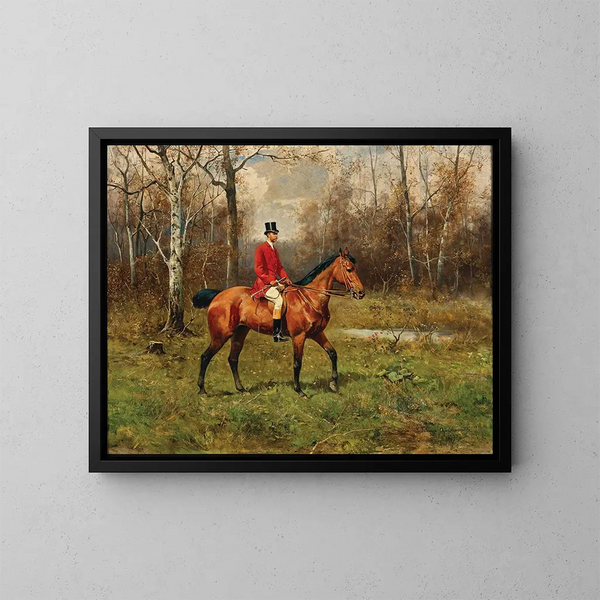 Un caballero en la caza en el bosque - Tadeusz Ajdukiewicz — cuadro enmarcado en la pared