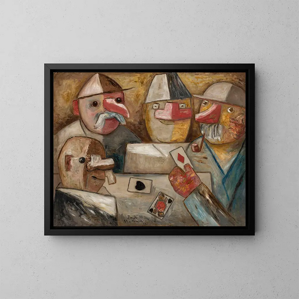 Juego de cartas - Tadeusz Makowski — cuadro enmarcado en la pared
