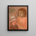 Children with a Bird on the Tree - Tadeusz Makowski — framed artwork on a wall